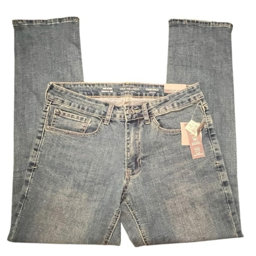 Van Heusen Never Tuck Straight Fit Flat Front 5 Pocket Denim Jeans Mens Sz 30x30